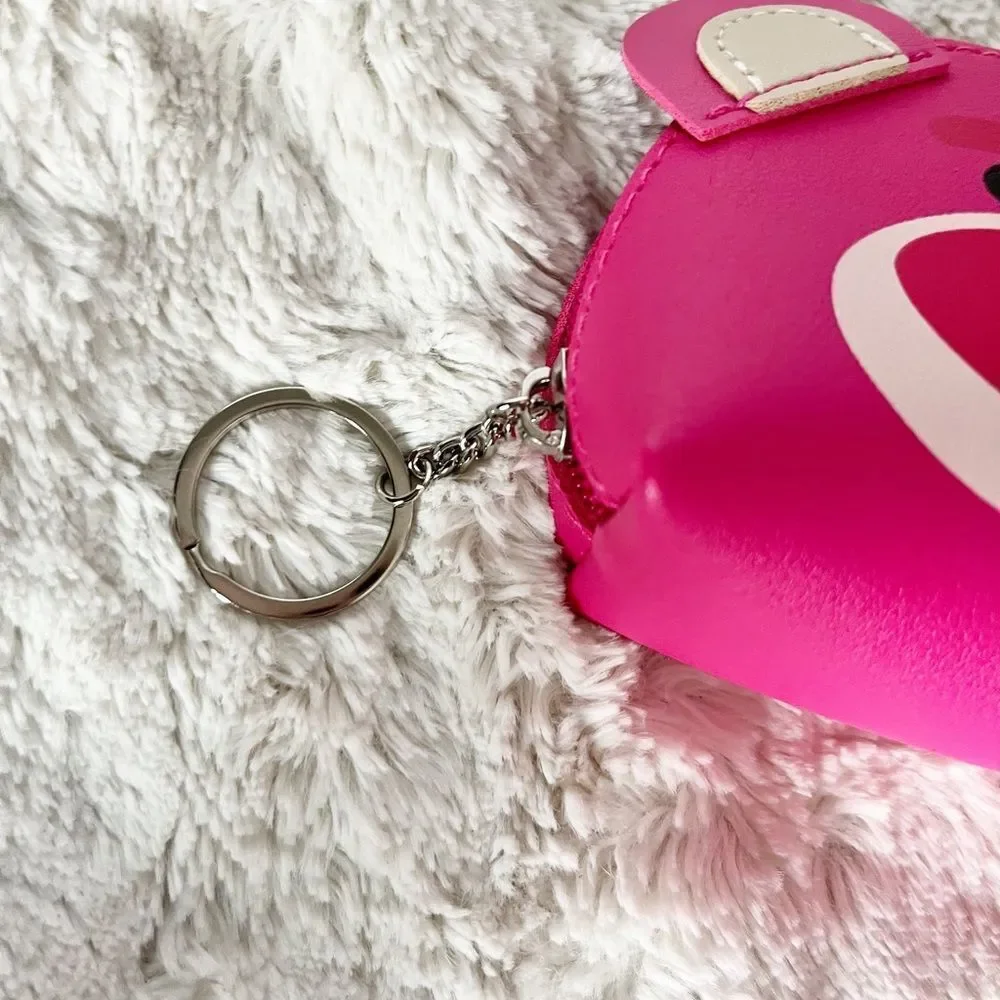 Disney Pink Faux Leather Strawberry Lotso Toy Story Keychain Bag